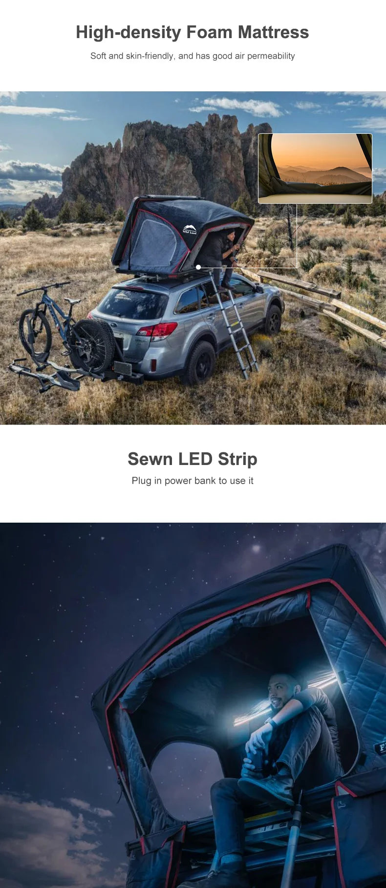 Wild Land Desert Cruiser Car Roof Top tent Hard Shell 4WD roof tent waterproof quick set up off road tent
