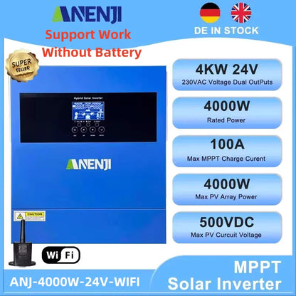 6.2KW 4KW Solar Inverter Hybrid 48V 24V Pure Sine Wave On Grid Off Grid MPPT 100A/120A Solar Charge Controller For PV 60-500V