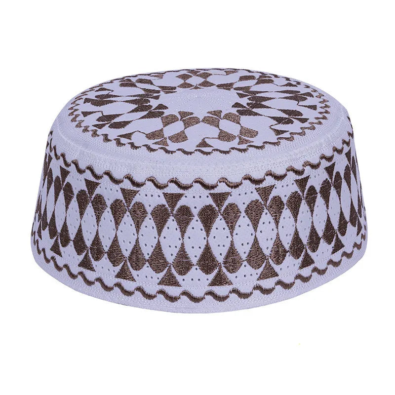 Saudi High-Quality Arabia Style Islamic Round Cap Embroidery Hat Muslim Men Headwear Abaya Prayer Caps Headscarf Clothing Turban