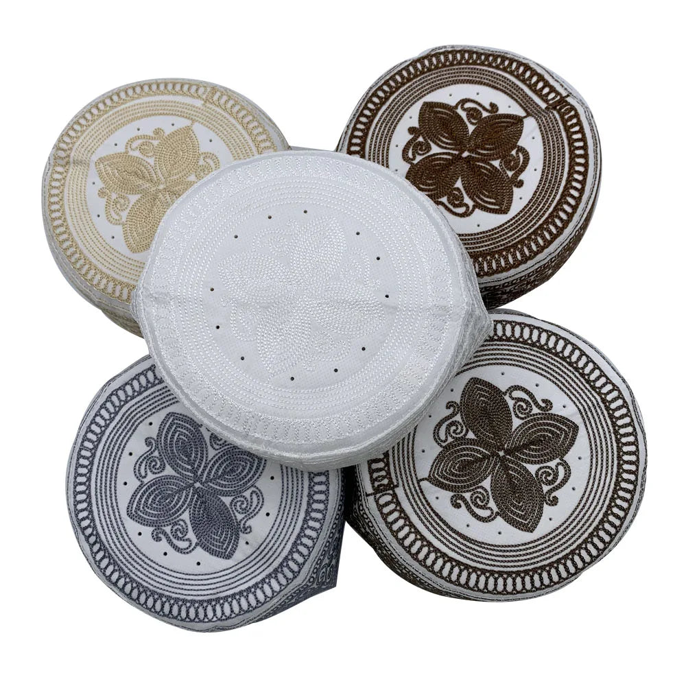 Cotton Embroidery Men's Muslim Hat Islam Ramadan Prayer Hats Arabia Men Headscarf Clothing Topkippot Turban Middle East Cap