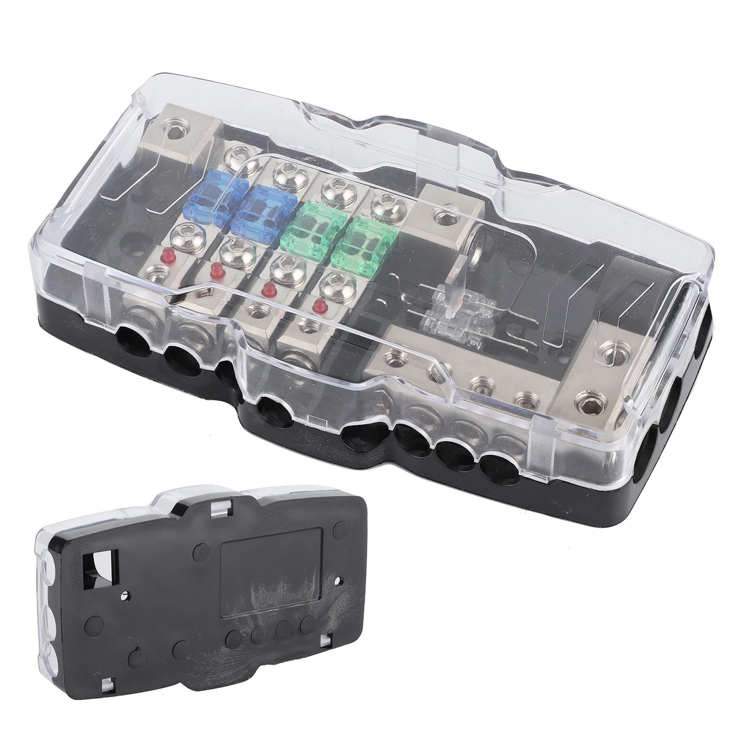 Distribution Fuses Box Block 12V-24V Multi-functional LED Car Audio Stereo Fuse Holder for Power Splitting For Car RV Camper