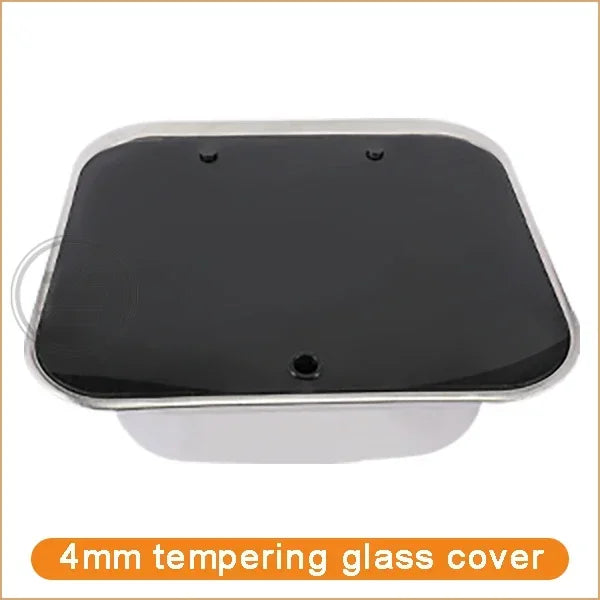 RV Camper Stainless Steel Hand Wash Basin Sink With Folded Faucet Tempered Glass Lid Washbasin for Caravan Boat Motorhome