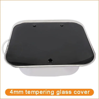 RV Camper Stainless Steel Hand Wash Basin Sink With Folded Faucet Tempered Glass Lid Washbasin for Caravan Boat Motorhome