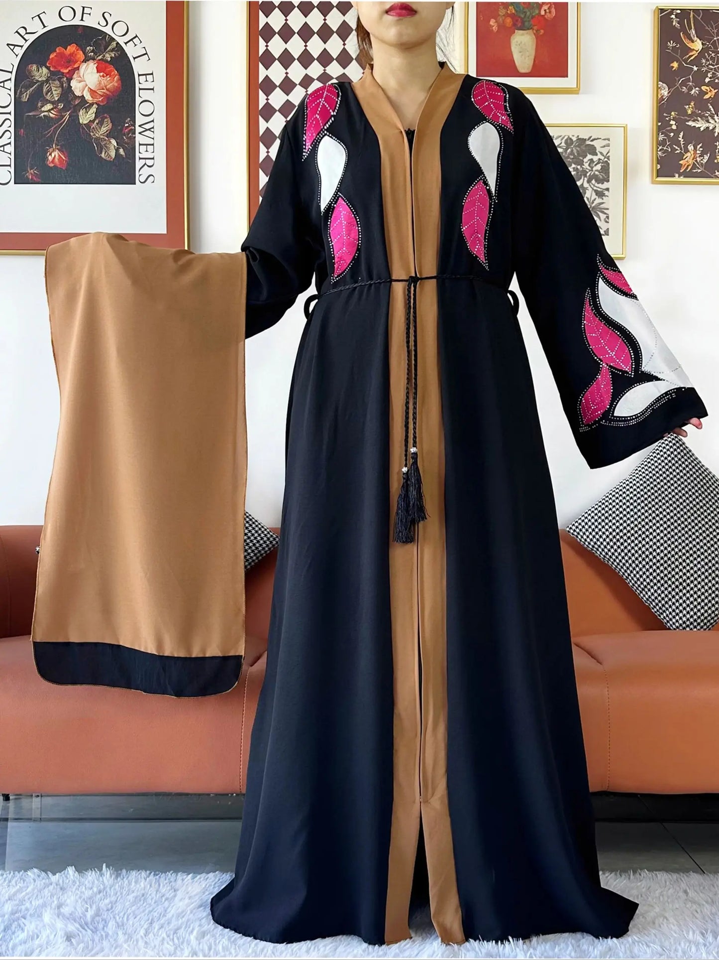 High Grade Fabric Women Party Dress Chiffon Open Abaya Muslim Women Dress Islamic Clothing Cardigan Abaya Women Muslim Dress