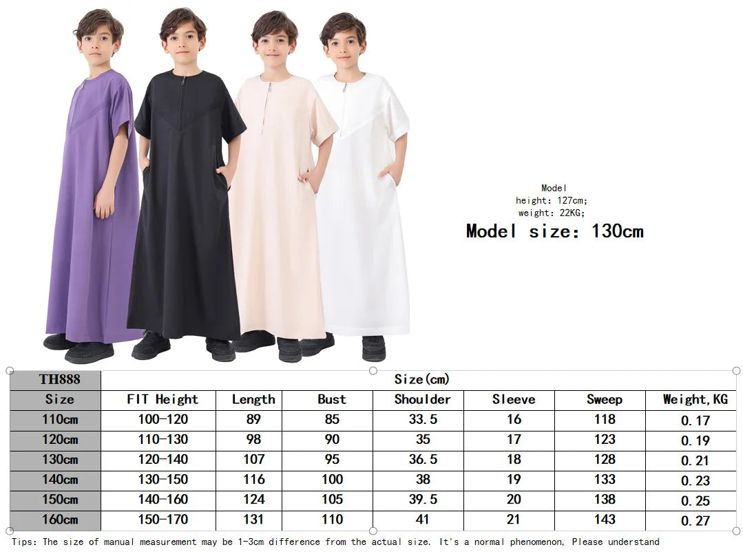 Muslim Saudi Kids Boys Dishdasha Long Sleeve Robe Thobe Dubai Islamic Abaya Middle East Arab Clothing Child Dress Kaftan Caftans