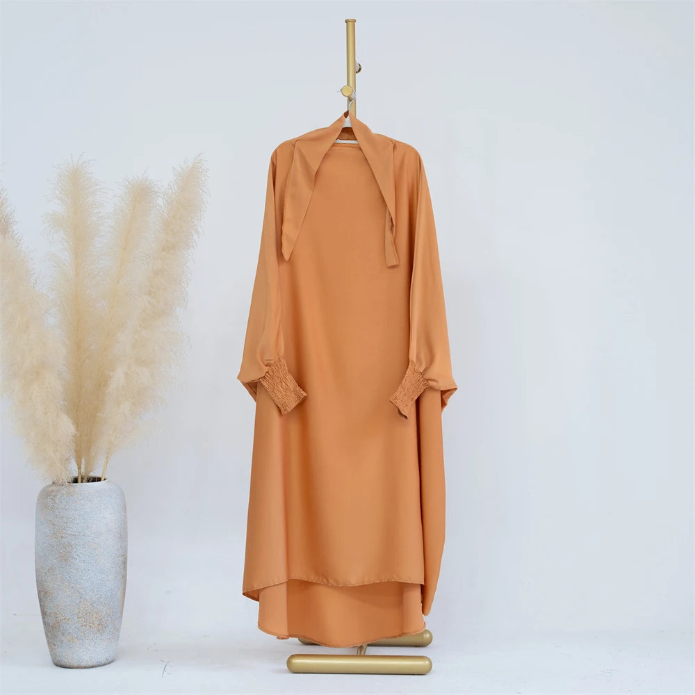 Muslim Women Kids Girls Hijab Dress Eid Overhead Hooded Abaya Mom & Daughter Abayas Khimar Islamic Prayer Garment Dresses Robe