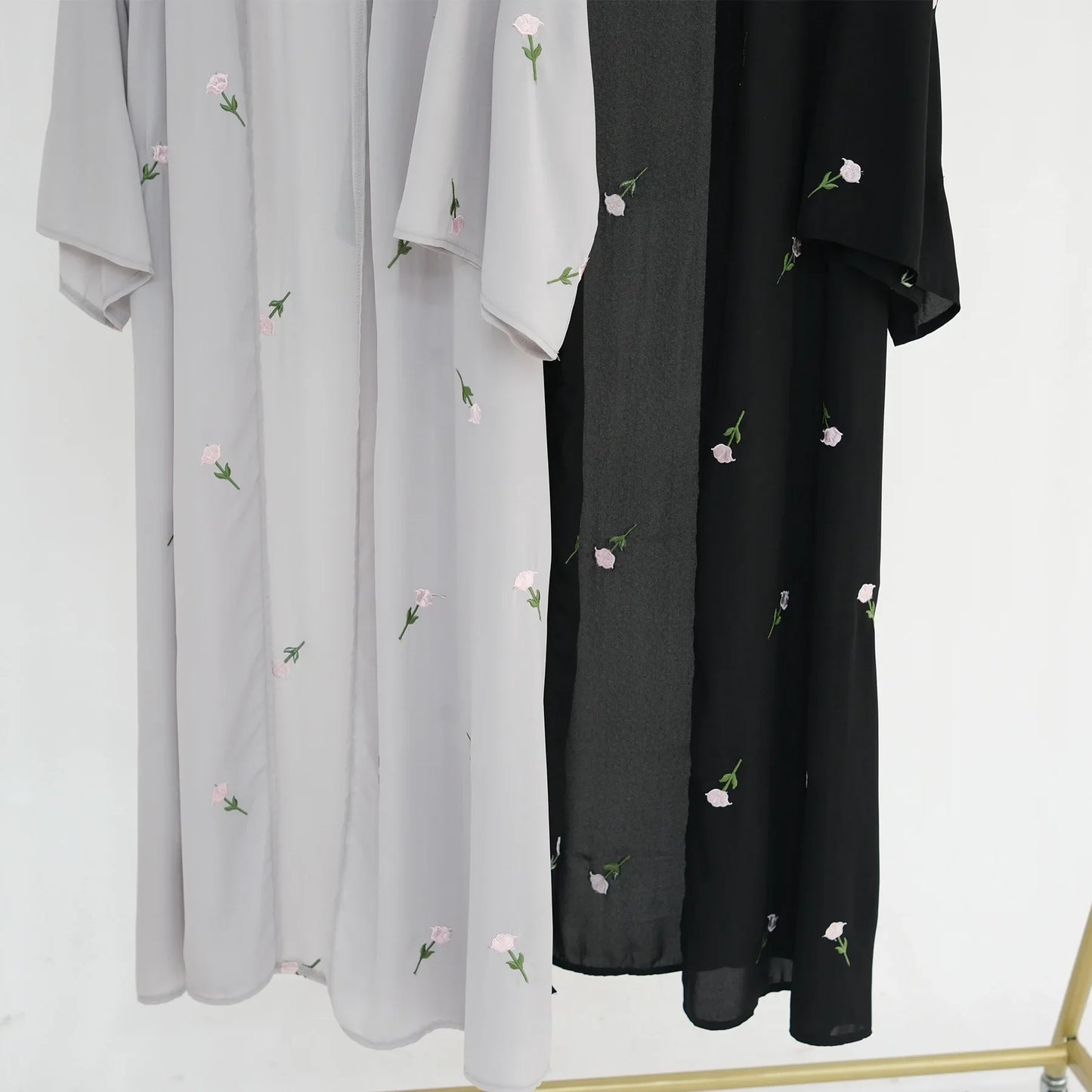 Flower Open Abaya Kimono Embroidery Muslim Abayas for Women Dubai Luxury Turkey Kaftan Hijab Robe Ramadan Eid Islamic Clothing