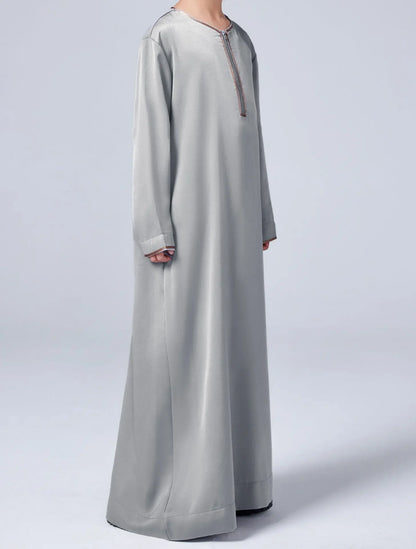 New 2025 Islamic Muslim Kids Clothing Long Sleeve Loose Jubba Thobe Saudi Arab Kaftan Maxi Robe Boys Pakistan Dubai Caftan Dress