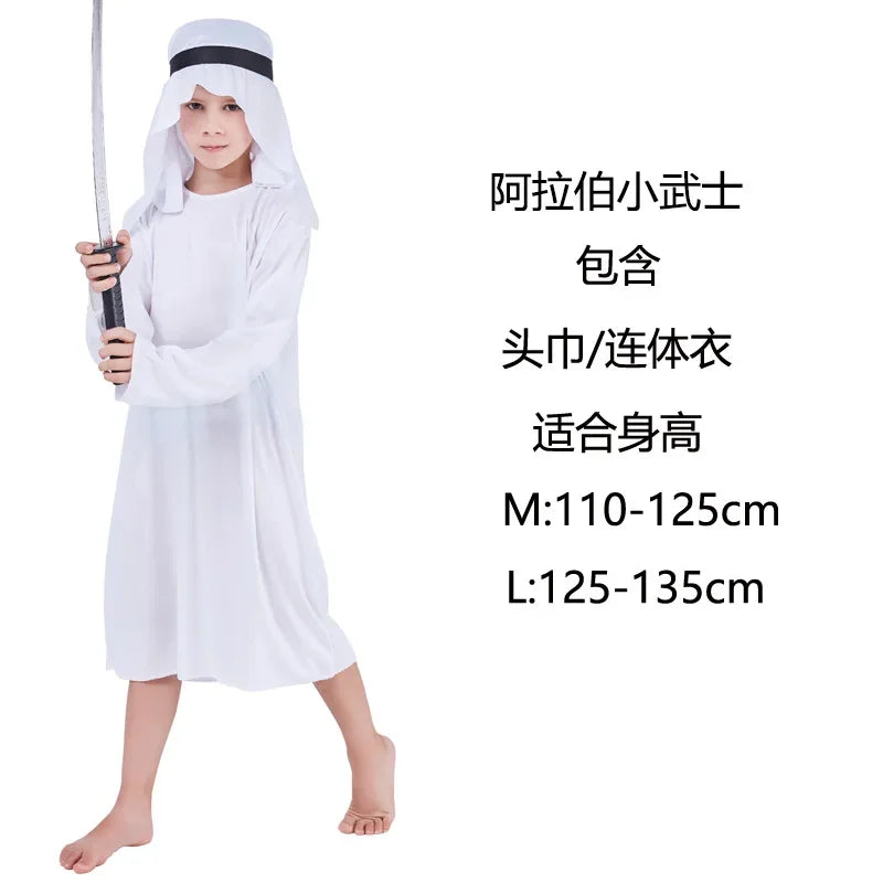 Kids Arab Arabian Costume Middle East Costume Robe Boy Child Prince Clothes Halloween Carnival Cosplay Children Muslim Costumes