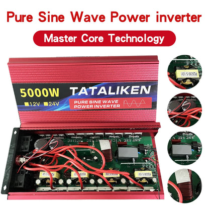 Pure Sine Wave Inverter 1600W/2200W/3000W/4000W DC 12V/24V to AC 220V 50hz Power Inverter Charger Converter Adapter EU Socket
