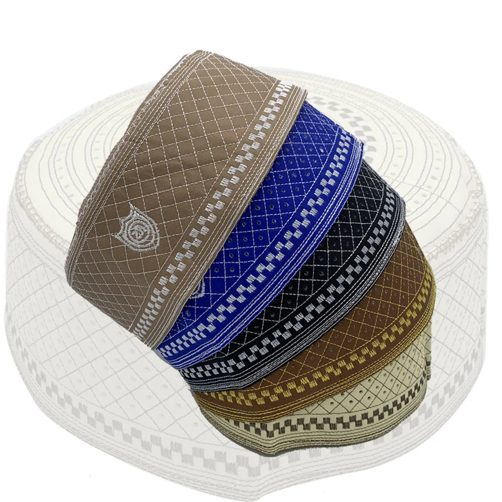 Muslim Men Prayer Hat Cotton Embroidery Men's Islam Ramadan Hats Islamic Clothing Accessories Caps Arabia Middle East Cap