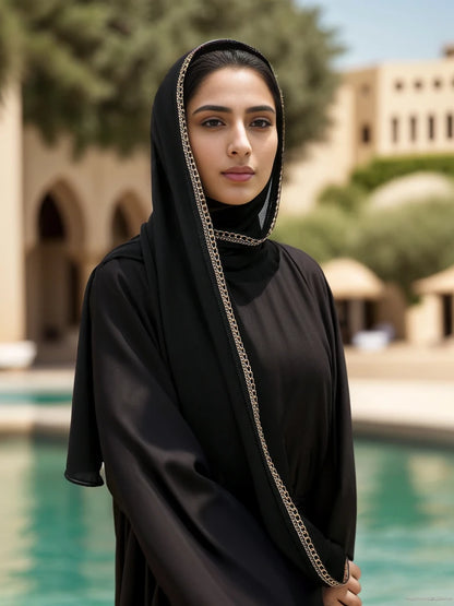 New Muslim Bubble Chiffon Hijab Shawls With Chain Luxury Diamond Jewelry HeadWrap Islamic Ramadan Hijabs Scarves Lady Headscarf