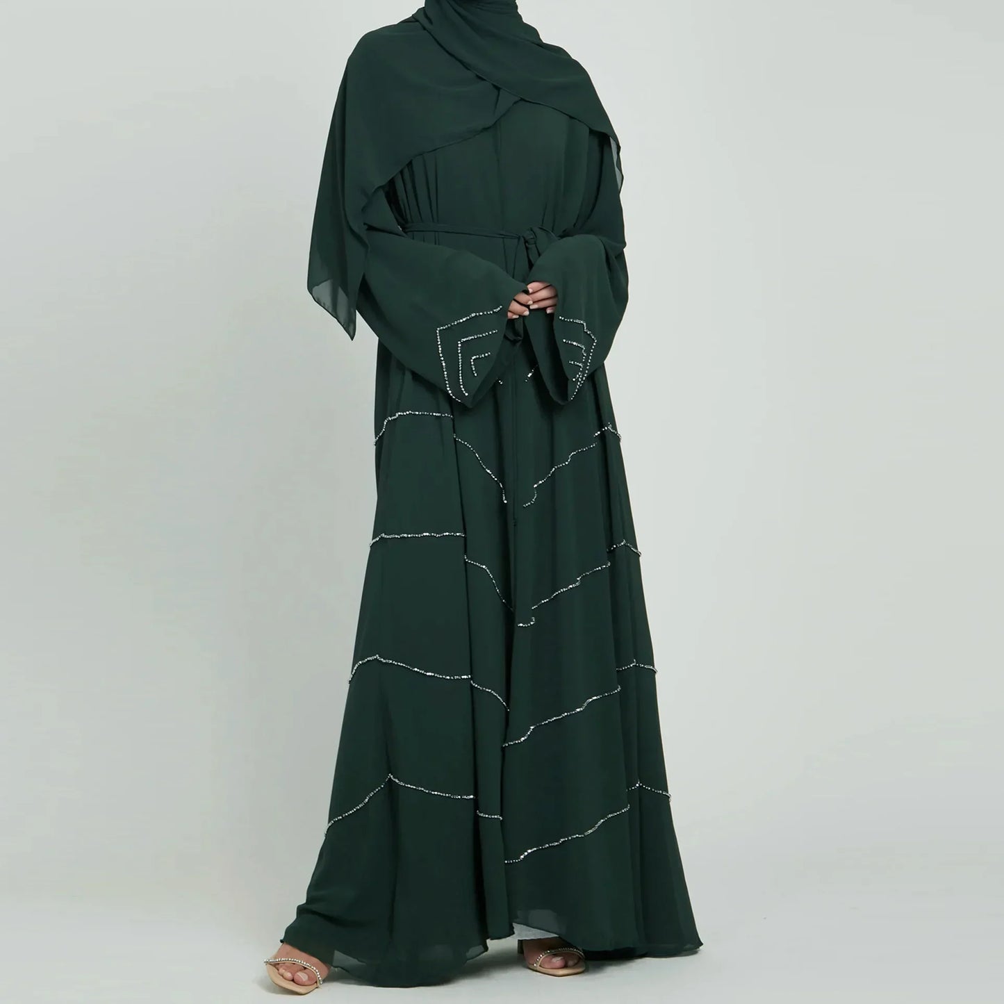 Hand made diamond beading Ramadan Eid Muslim dress long abayas robe fancy maxi French stylish modest Islamic wy1368 G1665