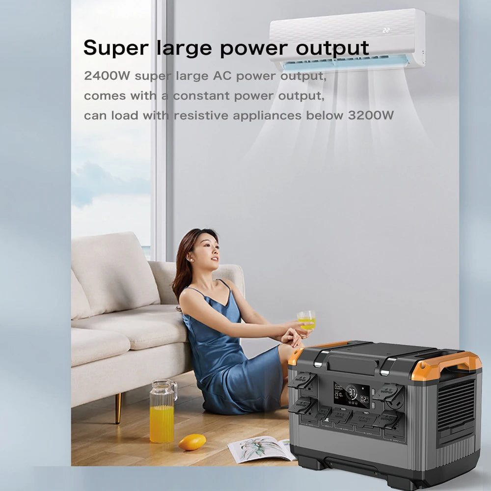 2016Wh Power Station Energy storage system Solar Panel large capacity home and outdoor 220V LifePO4  Battery 2400W Inverter
