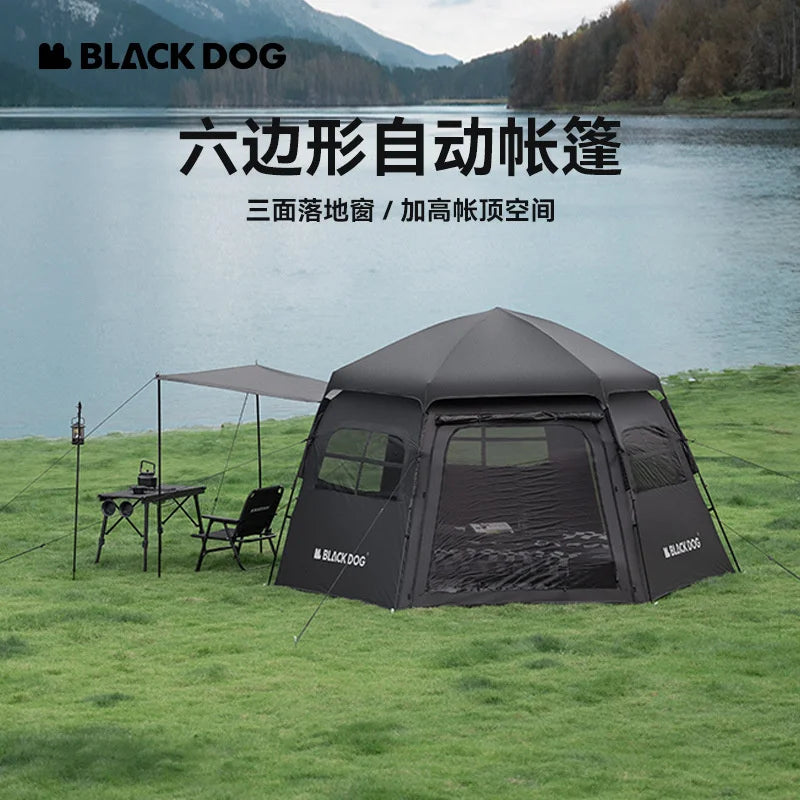 Naturehike-Blackdog Outdoor Hexagonal Fully Automatic Quick Opening Camping Tent Portable Folding Black Glue Sunscreen Tent