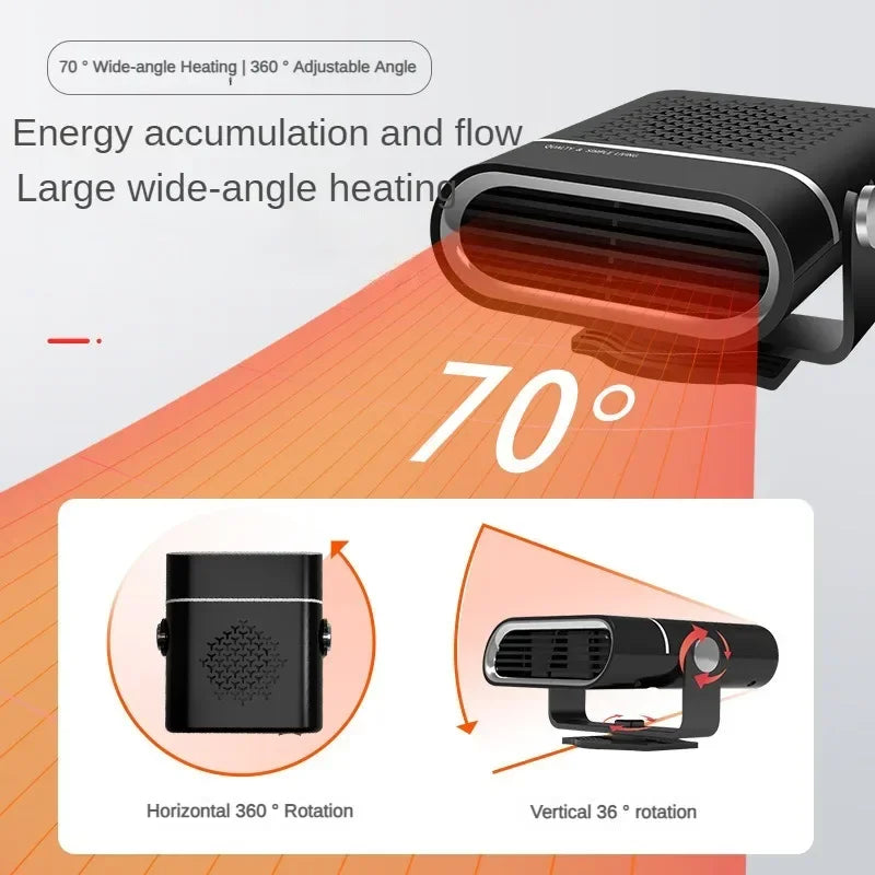Car Heater Winter Fast Heating Electric Heated Fan Windshield Defogging Heating Implement Car Anti-Fog Heater SUV Travel Camper