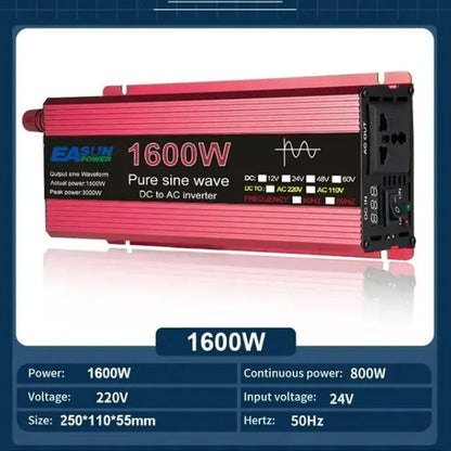 Pure Sine Wave Inverter DC 12V/24V To AC 110V/220V 1000W 1600W 2000W 2200W Portable Power Bank Converter Solar Inverter