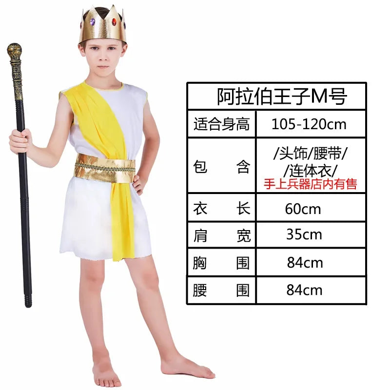Kids Arab Arabian Costume Middle East Costume Robe Boy Child Prince Clothes Halloween Carnival Cosplay Children Muslim Costumes