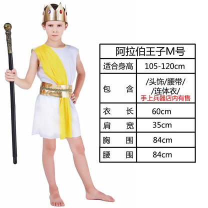 Kids Arab Arabian Costume Middle East Costume Robe Boy Child Prince Clothes Halloween Carnival Cosplay Children Muslim Costumes