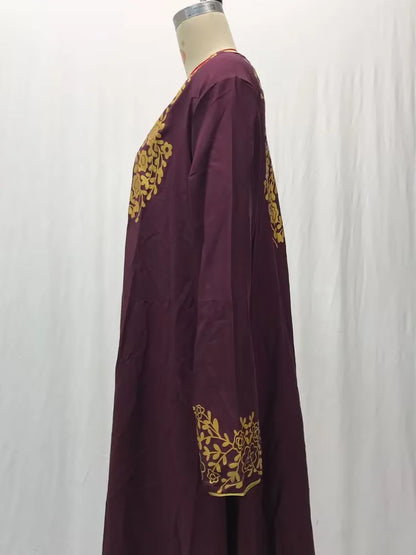 Spring and Autumn World Apparel New European and American Muslim Casual Robe Simple Ethnic Style Printed Fashion Long Dress