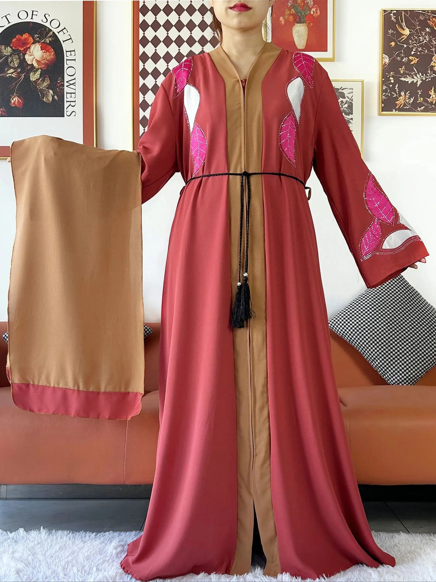 High Grade Fabric Women Party Dress Chiffon Open Abaya Muslim Women Dress Islamic Clothing Cardigan Abaya Women Muslim Dress
