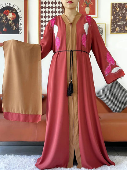 High Grade Fabric Women Party Dress Chiffon Open Abaya Muslim Women Dress Islamic Clothing Cardigan Abaya Women Muslim Dress