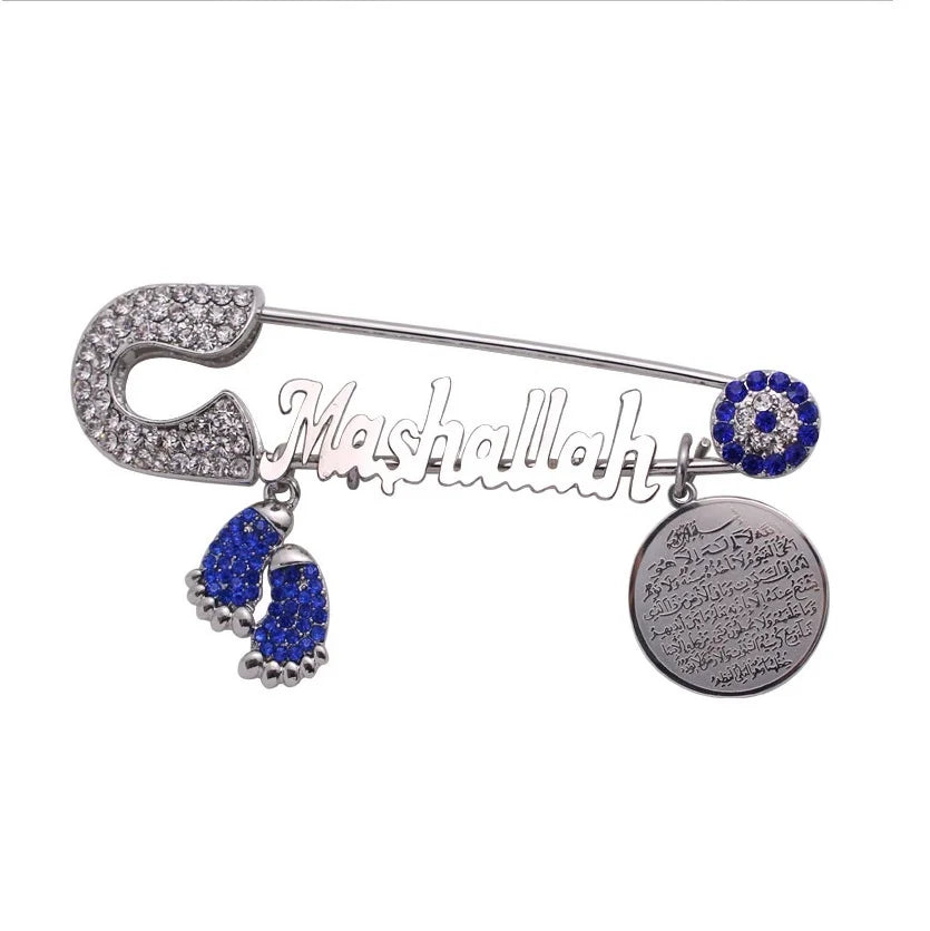 Exquisite Shiny Zircon Islamic Muslim Allah Brooch Arabian Religious Evil Eye Brooch Men Women Popular Clothing Matching Gifts