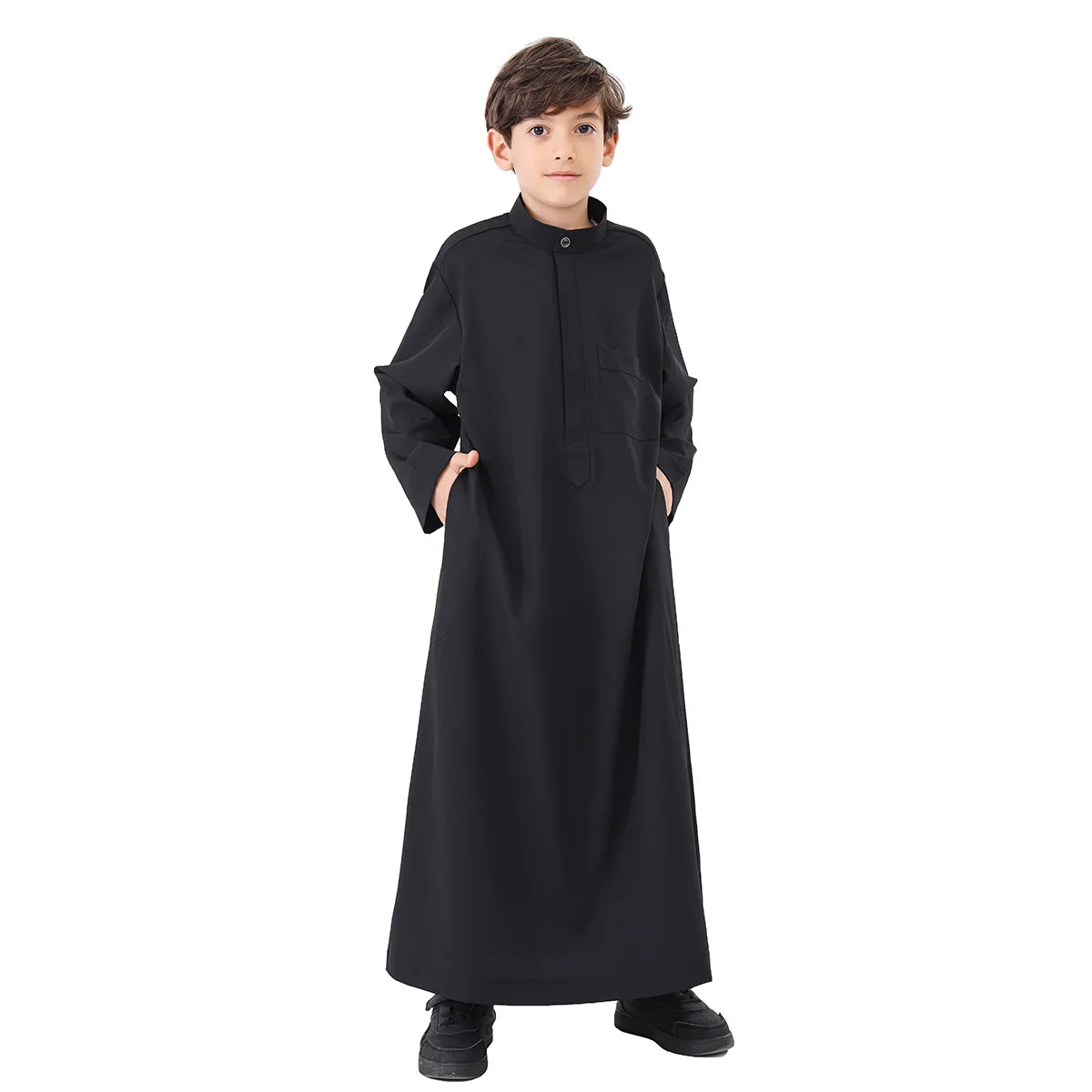 Muslim Saudi Kids Boys Dishdasha Long Sleeve Robe Thobe Dubai Islamic Abaya Middle East Arab Clothing Child Dress Kaftan Caftans