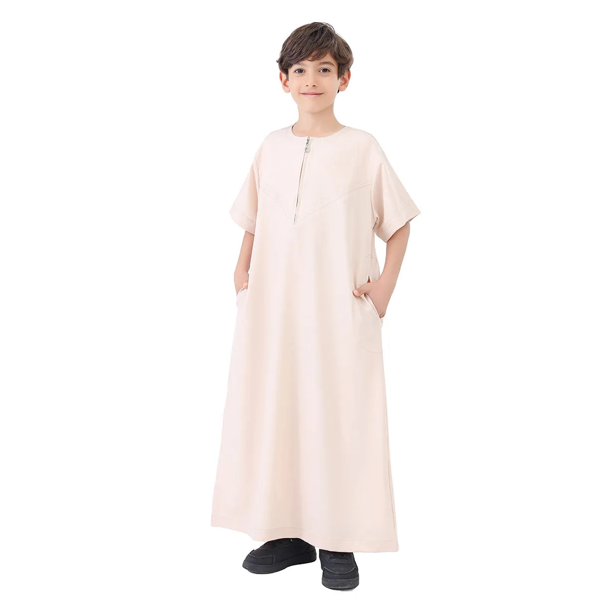 Muslim Saudi Kids Boys Dishdasha Long Sleeve Robe Thobe Dubai Islamic Abaya Middle East Arab Clothing Child Dress Kaftan Caftans