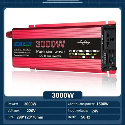 Pure Sine Wave Inverter DC 12V/24V To AC 110V/220V 1000W 1600W 2000W 2200W Portable Power Bank Converter Solar Inverter