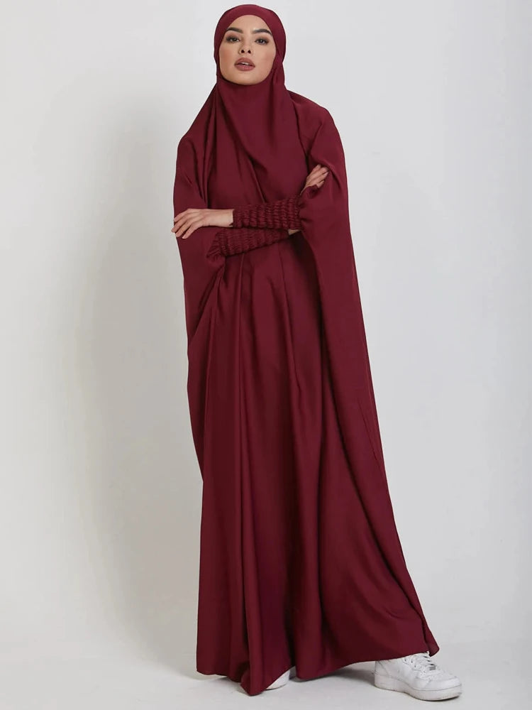 Muslim Women Jilbab Prayer Dress Hijab Hooded Abaya Ramadan Eid Islamic Clothing Dubai Saudi Black Robe Turkish Modes Dresses