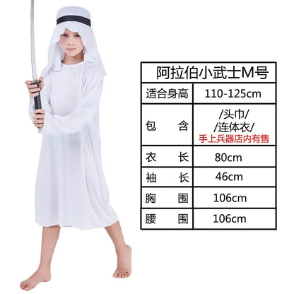 Kids Arab Arabian Costume Middle East Costume Robe Boy Child Prince Clothes Halloween Carnival Cosplay Children Muslim Costumes