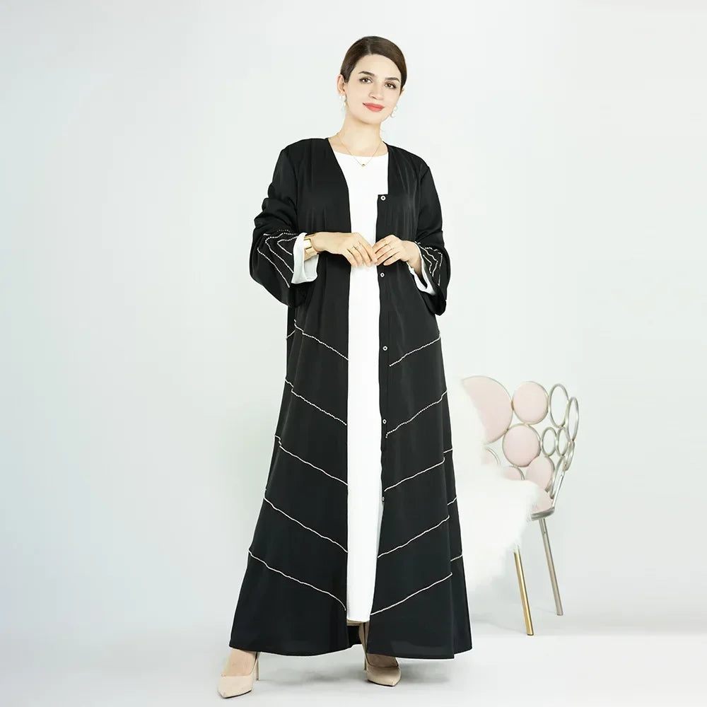 Hand made diamond beading Ramadan Eid Muslim dress long abayas robe fancy maxi French stylish modest Islamic wy1368 G1665