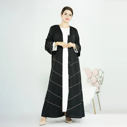 Hand made diamond beading Ramadan Eid Muslim dress long abayas robe fancy maxi French stylish modest Islamic wy1368 G1665