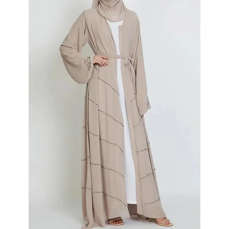 Hand made diamond beading Ramadan Eid Muslim dress long abayas robe fancy maxi French stylish modest Islamic wy1368 G1665