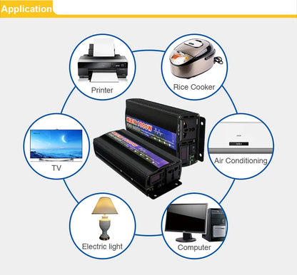 4000W 3000W 2600W 2000W 1600W 1000W Pure Sine Wave Inverter DC 12V To AC 220V 60Hz Power Car Inverter With LED Display Converter