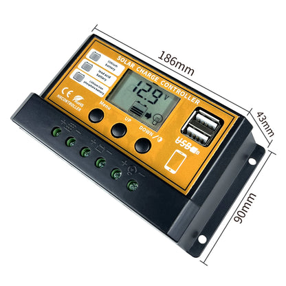 PWM 10A 20A 30A  Solar Charge Controller 12V 24V Solar Panel PV Charging Regulator LCD Screen For Lifepo4 Lithium GEL Battery