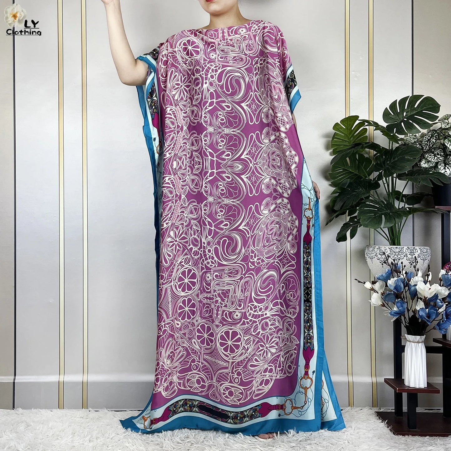 Muslim Abayas For Women 2023 New Fashion Printed Silk Soft Loose Femme Elegant Robe African Maxi Party Dresses With Belt Turban