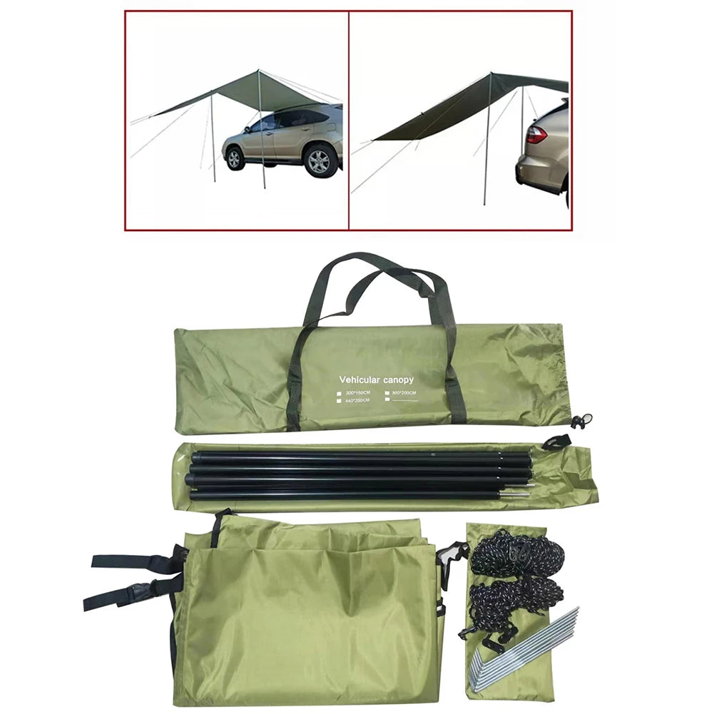 300x150cm Car Side Awning Rooftop Tent Waterproof Side Tent For Outdoor Camping Awning Sun Canopy Sunshade Campervan Waterproof