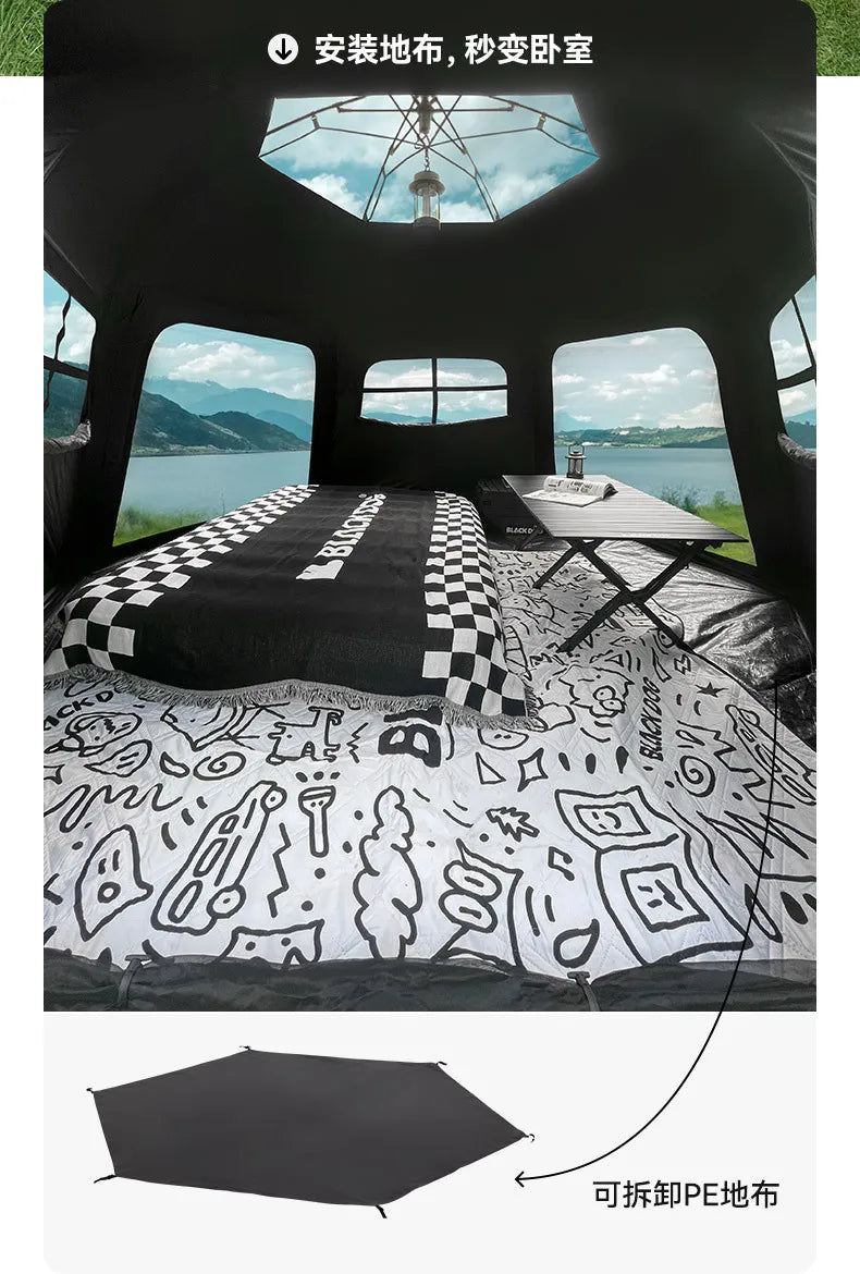Naturehike-Blackdog Outdoor Hexagonal Fully Automatic Quick Opening Camping Tent Portable Folding Black Glue Sunscreen Tent