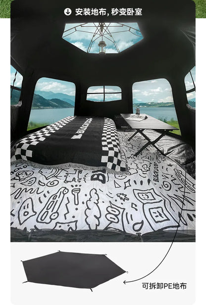 Naturehike-Blackdog Outdoor Hexagonal Fully Automatic Quick Opening Camping Tent Portable Folding Black Glue Sunscreen Tent