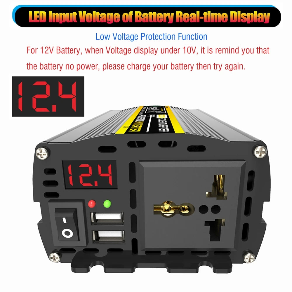 3000W-8000W Pure Sine Wave Power Inverter Voltage Transformer Intelligent Digital Display Car Home DC12V to AC 220V Converter