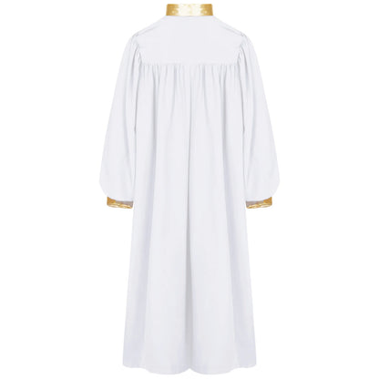 Halloween Kids Thobe for Muslim Boys Girl Metallic Contrast Color Arab Tobes Long Sleeve with Zipper Worship Dance Abaya Clothes