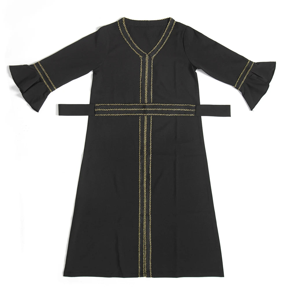 Kids Muslim Girls Abaya Prayer Long Maxi Dress Turkey Kaftan Arab Robe Dubai Islam Morocco Eid Party Ramadan Holiday Gown Caftan