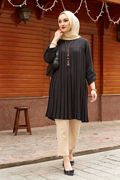 Pleated Girl's Blouse Shirt Adjustable Sleeve Women Top Islamism Blouses for Muslim Women Many Colors Muslim Fashion Women