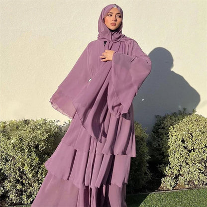 Summer Modest Kaftan Hijab Dresses For Women Kids Open Chiffon Khimar Kimono Abaya Dubai Luxury Muslim Sets Islam Kebaya Damen