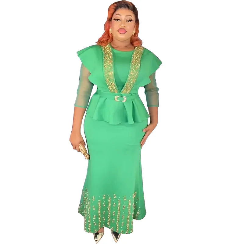 2 Piece Skirt Sets Abaya Muslim Dubai Turkey Islam Kaftans Long Hijab Dress Jalabiya Women Robe Musulman Caftan Marocain Longos