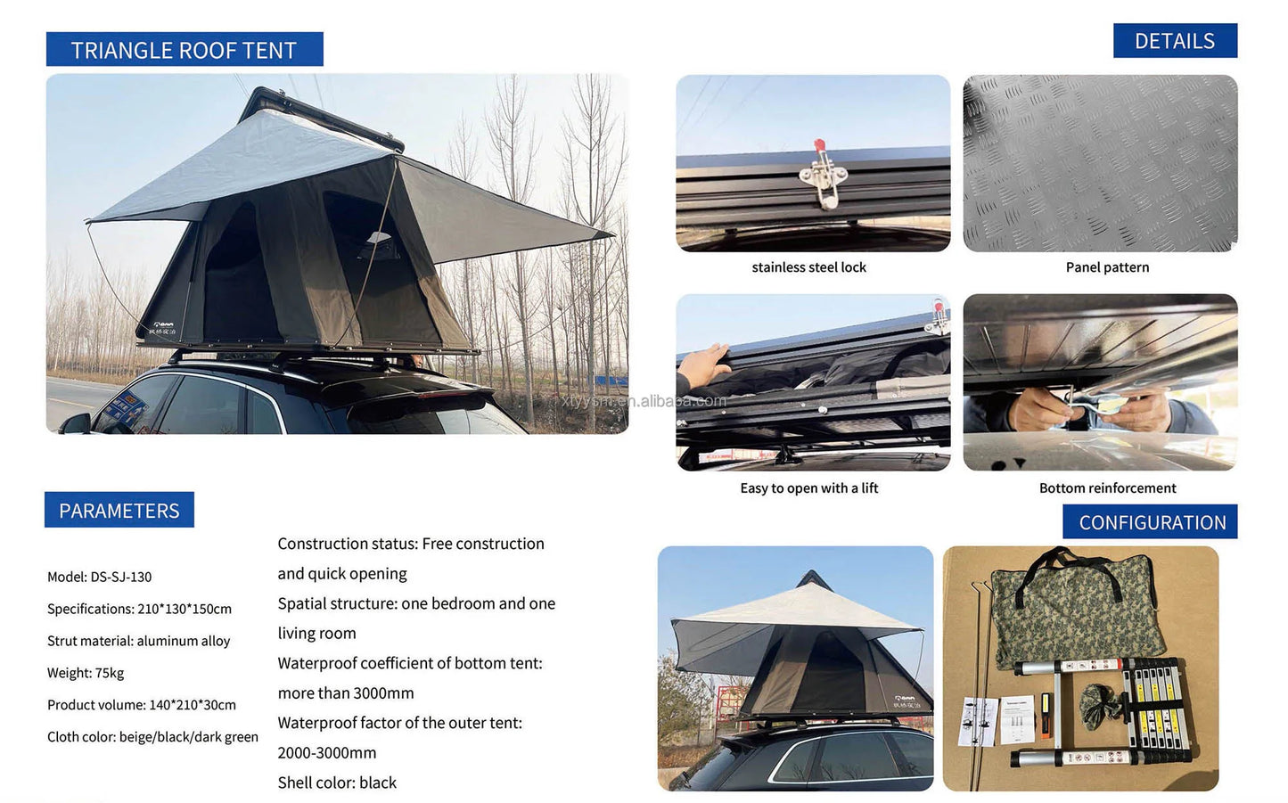 Z Shaped Camping Roof Tent Aluminum Hard Shell Rooftop Tent Outdoor Car Rooftop Tents Offroad Outdoor Camping