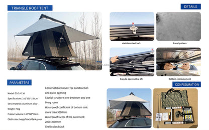 Z Shaped Camping Roof Tent Aluminum Hard Shell Rooftop Tent Outdoor Car Rooftop Tents Offroad Outdoor Camping