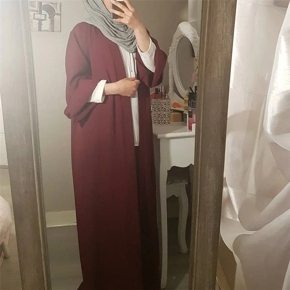 A Islamic clothing for women abaya Muslim fashion kaftan dress long sleeve cardigan solid Arab Dubai Turkish Islam dresses
